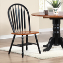 Two Tone Antique Black Cherry Distressed Dining Side Chairs Set of 2 - Thumbnail 2