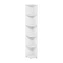 Furinno Econ 5-Tier Corner Shelf Bookcase, Bookshelf, White - Thumbnail 1
