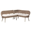 bali & pari Raisa Modern Bohemian Natural Kubu Grey Rattan and Acacia Wood 2-Piece Dining Nook Banquette Set Thumbnail - 1