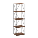 Furinno Rata 5-Tier Industrial Multipurpose Flat Base Shelf Display Rack with Metal Frame, Narrow, Columbia Walnut Thumbnail - 1
