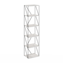 Furinno Rata 6-Tier Industrial Multipurpose Flat Base Shelf Display Rack with Metal Frame, Narrow, Marble White Thumbnail - 1