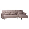 Baxton Studio Chesterfield Retro-Modern Clay Fabric Upholstered Convertible Sleeper Sofa Thumbnail - 1