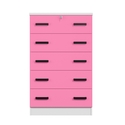 Woodpeckers Furniture and Mattress 5 Drawer Wooden Dresser with Lock - Stylish Storage Chest,?White and Pink - Thumbnail 2
