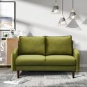 Modern Velvet Sofa with Wooden Legs - Living Room Couch - Thumbnail 2