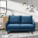 Modern Velvet Sofa with Wooden Legs - Living Room Couch - Thumbnail 2