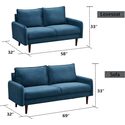 Modern Velvet Sofa with Wooden Legs - Living Room Couch - Thumbnail 3