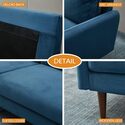Modern Velvet Sofa with Wooden Legs - Living Room Couch - Thumbnail 5
