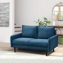 Modern Velvet Sofa with Wooden Legs - Living Room Couch - Thumbnail 6