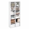 Furinno Basic 12-Cube Open Shelf Bookcase, Bookshelf, Storage Organizer, 12 x 32 x 71, White Thumbnail - 1