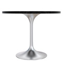 LeisureMod Verve Collection 36" Round Dining Table, Brushed Chrome Base with Black MDF Top - Thumbnail 6
