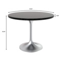 LeisureMod Verve Collection 36" Round Dining Table, Brushed Chrome Base with Black MDF Top - Thumbnail 7