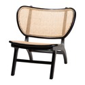 bali & pari Brisbane Bohemian Black Mahogany Wood and Woven Rattan Accent Chair Thumbnail - 1