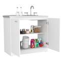 TUHOME Utility Sink with Cabinet - Napoles White Wash Basin - Thumbnail 5
