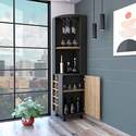FM FURNITURE Leah Corner Bar Cabinet, Two Shelves, Ten Built-in Wine Rack, Single Door Cabinet, Two Interior Shelves - Thumbnail 5