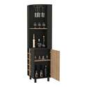FM FURNITURE Leah Corner Bar Cabinet, Two Shelves, Ten Built-in Wine Rack, Single Door Cabinet, Two Interior Shelves - Thumbnail 6