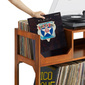 Large Record Storage Console with Turntable Stand and Vinyl Shelving - Thumbnail 13
