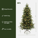 Luxen Home 6ft Pre-Lit Christmas Tree - Full Fir, Holiday Decor - Thumbnail 6