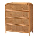 bali & pari Sampit Natural Rattan 4-Drawer Storage Cabinet - Handwoven Cane Displaying Unit with Rounded Frame, Boho Coastal Accent Furniture for Hallway, Living room or Bathroom Thumbnail - 1
