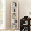 Furinno Econ 5-Tier Corner Shelf Bookcase, Bookshelf, White - Thumbnail 6