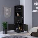 DEPOT E-SHOP Corner Bar Cabinet with Wine Rack - Black Wengue Finish - Thumbnail 2