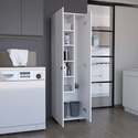 DEPOT E-SHOP Broom Cabinet with Shelves & Hangers - White Storage Organizer - Thumbnail 2