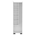 DEPOT E-SHOP Broom Cabinet with Shelves & Hangers - White Storage Organizer - Thumbnail 4