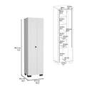 DEPOT E-SHOP Broom Cabinet with Shelves & Hangers - White Storage Organizer - Thumbnail 5