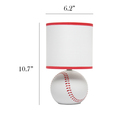 Simple Designs 10.7" SportsLite Mini Baseball Table Lamp for Kids Room, Mancave, White and Red - Thumbnail 5
