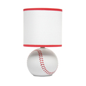 Simple Designs 10.7" SportsLite Mini Baseball Table Lamp for Kids Room, Mancave, White and Red - Thumbnail 7