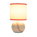 Simple Designs 10.7" SportsLite Mini Baseball Table Lamp for Kids Room, Mancave, White and Red - Thumbnail 8