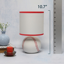 Simple Designs 10.7" SportsLite Mini Baseball Table Lamp for Kids Room, Mancave, White and Red - Thumbnail 9