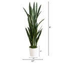 Nearly Natural 5ft. UV Resistant Artificial Sansevieria Plant in White Decorative Planter (Indoor/Outdoor) - Thumbnail 2