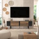 Atelier Mobili Mid Century Modern TV Stand - Walnut & Black Entertainment Center - Thumbnail 2