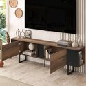 Atelier Mobili Mid Century Modern TV Stand - Walnut & Black Entertainment Center - Thumbnail 3