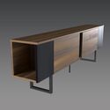 Atelier Mobili Mid Century Modern TV Stand - Walnut & Black Entertainment Center - Thumbnail 5