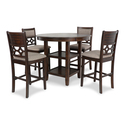 New Classic Furniture Mitchell 5-Piece Wood Round Counter Dining Set, 1 Counter Dining Table And 4 Chairs, 42 Inch, Brown Cherry - Thumbnail 2