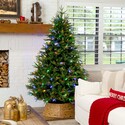 Nearly Natural 7ft. Pre-Lit Artificial Luxembourg Pine Christmas Tree with 340 Multicolored Traditional Bulb LED Lights - Thumbnail 8