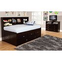 American Furniture Classics Model 2922-K6, Solid Pine Twin Daybed with Six Drawer Storage Unit in Espresso Thumbnail - 1