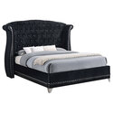 California King Bed Solid Black Upholstered Traditional Style - Coaster Thumbnail - 1