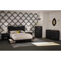 South Shore Queen Black Bedroom Set - Modern 6 Piece Platform Bed Thumbnail - 1