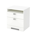 South Shore Nightstand with Drawers and Cord Catcher Pure White Reevo Thumbnail - 1