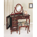 Heirloom Cherry Jewelry Armoire Vanity, Mirror and Bench Thumbnail - 1