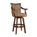 Linon Brandon Upholstered 30" Wood Swivel Bar Stool with Arms in Warm Cherry Thumbnail - 1