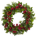 Nearly Natural 24in. Berry Boxwood Wreath Thumbnail - 1