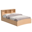 Woodpeckers Furniture and Mattress Full Bed with Drawers & Bookcase Headboard - Beige Wood Thumbnail - 1