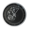 A&B Home Framed Gear Wall Clock with Unnumbered Marker Lines - Silver, Black Finish Thumbnail - 1