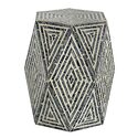 A&B Home He x agon Pedestal Stool - 16" x 14" x 18" - Black,White Thumbnail - 1