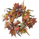Harvest Pumpkin & Berry Wreath, 24 Polyester, Iron Wire & Foam. - Nearly Natural Thumbnail - 1