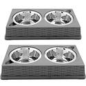 Iconic Pet Rattan Pet Diner - Double Feeder for Cats & Dogs Thumbnail - 1