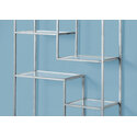 Silver Metal Bookcase with Tempered Glass 72h Contemporary - Thumbnail 3